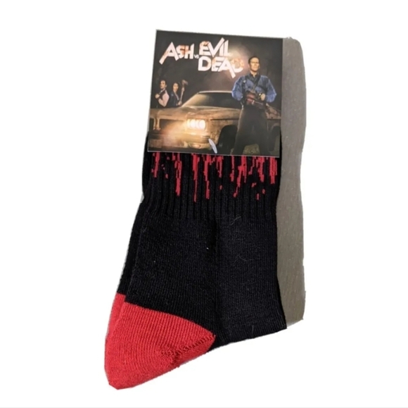 NWOT - ASH VS EVIL DEAD Black/Red Men's Crew Socks - Picture 7 of 7